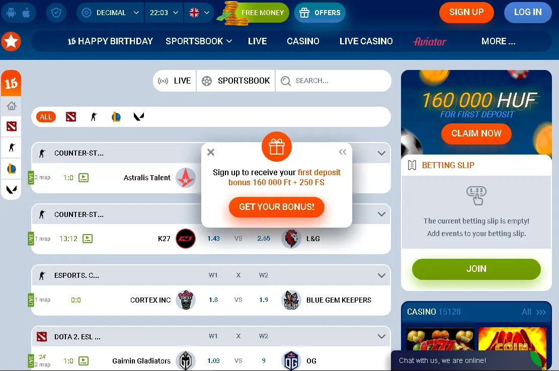 Mostbet üdvözlő bónusz e-sport fogadásokhoz