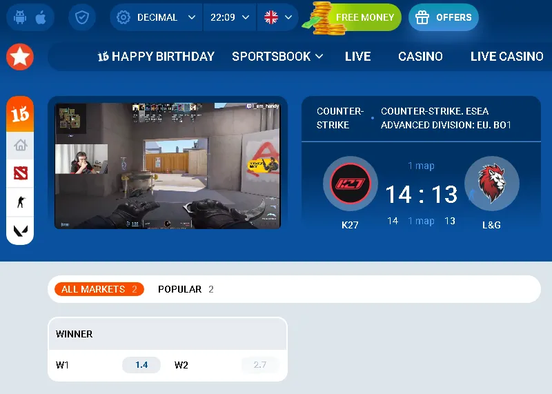 E-sport mérkőzések élő közvetítése a Mostbet oldalán